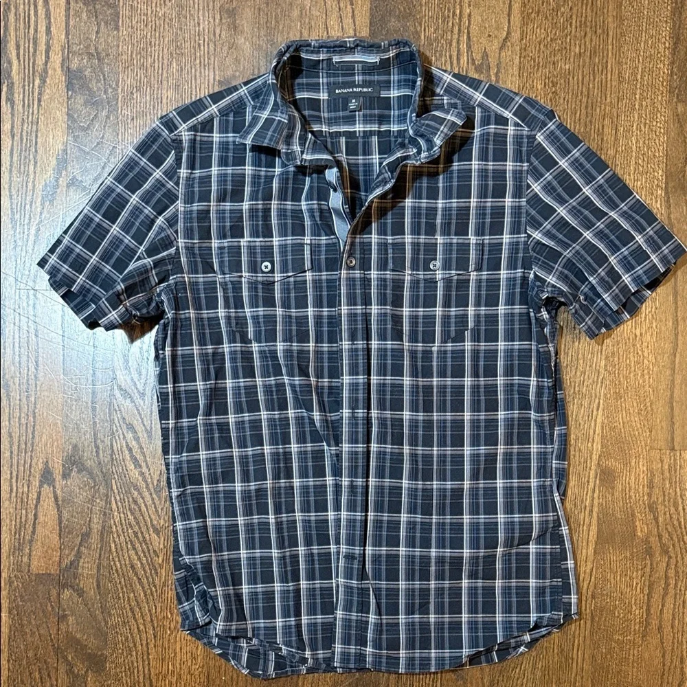 Banana Republic Black Plaid Casual Shirt